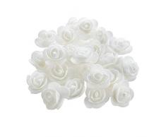 fake flowers Künstliche Blumenköpfe, Kunstblumen, PE-Schaumstoff-Rosen, handgefertigt, Dekoration für Scrapbooking, Geschenk-Box, DIY Kranz, 50 Stück, 3 cm weiß