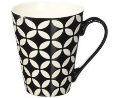 Excelsa Tassen & Co. Mug ML 275 Blume/Rhombus, Porzellan, Schwarz, 8.69 X 8.69 X 10 cm