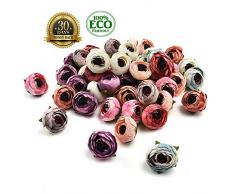 Seidenblumen in Großhandel Kunstblumen Köpfe Künstliche Seide Rosen Knospen Tee Blumen Kopf für Hochzeit Dekoration DIY Geschenk Kranz Box Scrapbooking Handwerk Fake Blume 25 Stück 3 cm Mehrfarbig