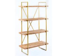 Statements by J 6B2083 Emma Etagere mit 4 Fächern und Bücherregal, 160 cm hoch, goldfarben/Braun