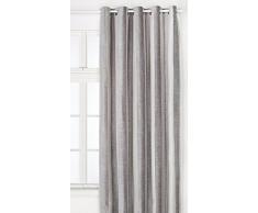 Julian Charles Provence Chenille Jacquard Gefüttert Vorhang mit Ösen, 229 cm Länge x 168 cm Breite, Polyester, Silber, 229 x 168 x 0,1 cm