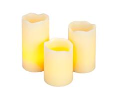 The Gerson Company Everlasting Glow flammenlose Stumpenkerzen mit geschmolzenem Rand, 3er-Set Other elfenbeinfarben