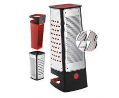 Silit Vierkantreibe mit Auffangbehälter, 29,5 x 11 x 11 cm, 4 Reibeflächen, Edelstahl, Kunststoff, Kartoffelreibe, Gurkenhobel