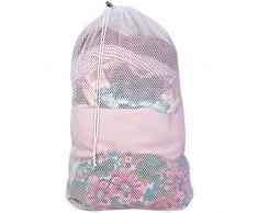 Wanapure Wäschesack, groß, aus Netzstoff, strapazierfähig, Kordelzug mit Kordelverschluss und weißem, stabilem, dickem Mesh-Material für Fabriken, College, Schlafsaal 24*36 Weiß; 1 Packung; robustes Netzgewebe.