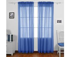 Deconovo Voile-Vorhänge mit Stangen, durchsichtig, für Schlafzimmer, 106,7 x 243,8 cm, Königsblau