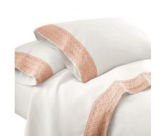 Udine Bettwäsche-Set für Doppelbett, mit Häkelspitze, Rosa / Weiß, 3-teilig