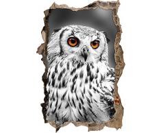 Pixxprint 3D_WD_S2651_92x62 prächtige Eule mit schönen Augen Wanddurchbruch 3D Wandtattoo, Vinyl, bunt, 92 x 62 x 0,02 cm