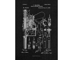 Mauser C96 Modell Patent Print Poster Replica – ersten Weltkrieges 2. Weltkrieg deutsche broomhandle BB Gun Classic Pistole – Military gun Wand Poster für Softair Spieler 8.3x11.7 schwarz