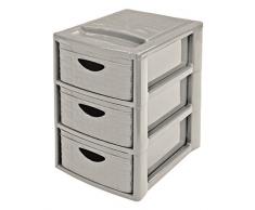 Mondex pls6376 – 15 Mini Empire/Aufbewahrungsschrank Schreibtisch 3 Schubladen Format A5 Ratan Stil, Kunststoff, Schnur, 26 x 19 x 29 cm