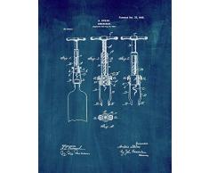 Frame a Patent M12153 Korkenzieher mit Patentdruck 11 x 14 Midnight Blue