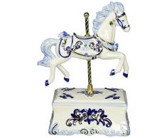 COSMOS 80111 feines Porzellan Karussell Pferd Musikalische Figur, 8–1/2, blau