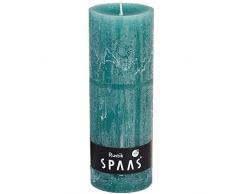 Spaas Zylinderkerze, rustikal, 70/190, Smaragdgrün
