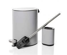 JFB Home Toilettenbürste und Abfalleimer, 5 l Matt Grau