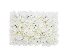 Unbekannt Kunstblumen-Wandpaneel mit romantischem Blumenmuster, 60 x 40 cm, Sichtschutz, Hecke für Hochzeit, Fotografie, Hintergrund – cremeweiß Rose