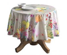 Maison d Hermine Jardin DEte Tischdecke, 100 % Baumwolle, für Küche, Esszimmer, Tischdekoration, Partys, Hochzeiten, Frühling und Sommer Round (63 Diameter) Fog