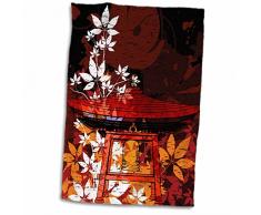 3D Rose Pretty Ornate Japanische Glocke Gong verziert mit Laubwerk Asiatische Kunst Handtuch Sport Handtuch 15x22