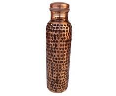 Rastogi Handicrafts New Creation Copper Water Bottle for Ayurveda Heath Benefit Hand Hammered Tumbler (Brown) Lacquer Coated