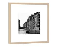 COGNOSCO - Fotografie im Holzrahmen: Speicherstadt Hamburg - Fotodruck - Format 27 x 27 cm - Rahmenfarbe beige - Hochwertiges Wandbild, Geschenkidee oder Souvenir aus der Hansestadt