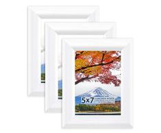 Langdons Crestwood Collection Bilderrahmen, Wandhalterung, Tisch, Hoch- oder Querformat, Crestwood Collection, Holz, weiß, 5x7 (3 Pack)