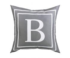 BLEUM CADE Kissenbezug, Grau mit englischem Alphabet, Überwurf, Kissenbezug, modern, quadratisch, Dekoration für Sofa, Bett, Stuhl, Auto 18 x 18 Grau
