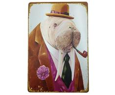 Aikibao Metallschild, Vintage-Design Hund oder Katze, Wanddekoration für Zuhause, Garage, Bar, Pub, Küche, Outdoor, Retor, Kunstschild, 30,5 x 20,3 cm 122