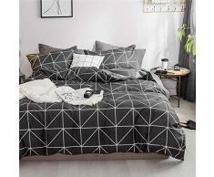 BBSET Bettwäsche-Set für Doppelbett, 100 % natürliche Baumwolle, mit 2 Teilen, sehr weich, atmungsaktiv, Schmusetuch Modern King(104*90in) Triangleblack