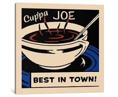 iCanvasART, Cuppa Joe Best in Town Werbung Vintage Poster Leinwand Kunstdruck Retro Serie, 1,5 12 von 12 Zoll