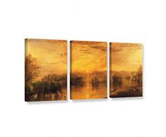 Artwall Kunstdruck auf Leinwand William Turner s The Lake Petworth Sunset einen Hirschkopf Trinken 3 Stück Galerie verpackt Leinwand-Set 24x48