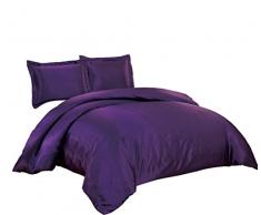 chezmoi Collection 3-teilig seidig Brautschmuck Satin Bettwäsche Set, Polyester-Mischgewebe, violett, Queen