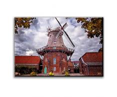 Premium Textil-Leinwand 120 x 80 cm Quer-Format Windmühle in Jever, Friesland | Wandbild, HD-Bild auf Keilrahmen, Fertigbild auf hochwertigem Vlies, Leinwanddruck von Peter Roder