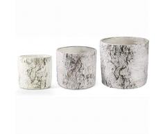 K&K Interiors 53376B Blumentopf, rund, Birkenholz, 3 Stück