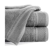 Eurofirany Carlo Badehandtuch Set Handtuch Saunahandtuch Muster – Saugstark, 100% Baumwolle 580g/m², Hochqualitativ, 3er und 6er Pack, Grau, 70X140cm, 3