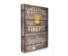 Stupell Industries Wandbehang/Wandbehang mit Feuerschale, Landhausstil, texturiert, Mehrfarbig