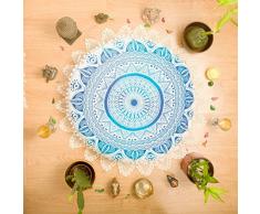 Aunercart 81,3 cm Blau Baumwolle Ombre Diya Bati Bodenkissenbezug Sitzüberwurf Boho Meditation Kissenbezug Hippie Deko Bohemian Rund Ottomane Indian Mandala Yoga Pouf Große Sham Design Outdoor