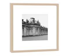 COGNOSCO RH-27-B100 Fotografie im Holzrahmen: Schloß Sanssouci-Kunstdruck-Format 27 x 27 cm-Rahmenfarbe beige-Hochwertiges Wandbild, Geschenkidee oder Souvenir aus Potsdam, Holz, Schwarz-Weiß, Rahmen