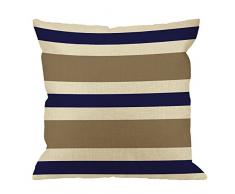 hgod Designs Überwurf Kissen Fall Beige Marineblau und Weiß Baumwolle Leinen Quadratisch Kissenbezug Standard Kissenbezug für Männer Frauen Kinder Home Dekorative Sofa Sessel Schlafzimmer Wohnzimmer 45,7 x 45,7 cm