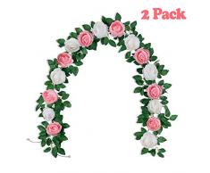 Miracliy Künstliche Rosenkranz, Pfingstrose, Weiß/Rosa