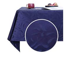 Deconovo Tischdecke mit Wellenmuster, Jacquard, wasserabweisend, für Esszimmer, Party 54 x 120 Inch Blauer Robbin