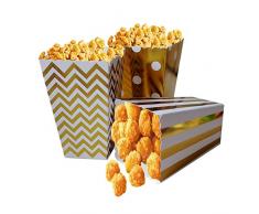 Popcorn-Boxen, Goldprägung, 3 Stück, gepunktet, Chevron, gestreift, kleine Geschenktüten für Desserttische und Hochzeitsgeschenke