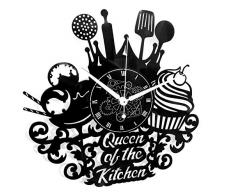 Instant Karma Clocks Wanduhr aus Vinyl für Schallplatten LP 33 Umdrehungen Instant Karma Geschenkidee Vintage Handmade-Cucina Chef CASA Queen of The Kitchen, Leise