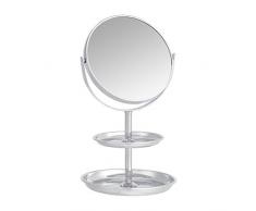 AmazonBasics – Kosmetikspiegel mit doppelter Ablage, Vergrößerung 1-fach/5-fach, verchromt