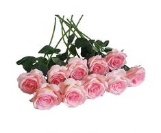 Eternal Blossom Künstliche Rosen, Seide, 50 cm, künstliche Rosen, Brautstrauß für Zuhause, Hochzeit, Dekoration, 10 Stück Hellrosa
