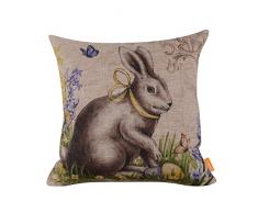 LINKWELL (TM 45,7 cm von 45,7 cm Happy Easter Retro Lächeln Kaninchen Farbe Ei Jute Kissen, Baumwolle, CC764, 45,7 x 45,7 cm