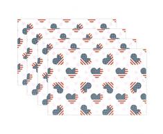 Vierte von Juli Amerikanische Flagge hitzebeständig Tischsets schmutzabweisend Tisch Matten waschbar Essen, Matte für Zuhause, Küche, Büro und Outdoor Modern Multi3