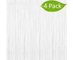 Deruicc 6 weiße Folien-Vorhänge 91,4 x 244 cm Lametta Fransen Vorhänge Schimmernde Vorhang für Geburtstag, Hochzeit, Party, Weihnachten, Fotoautomaten, Hintergrunddekorationen weiß