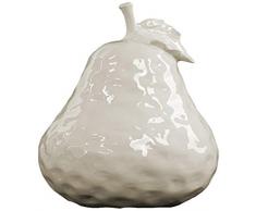 Urban Trends Keramik Pear Figur mit Stiel und Blatt oberflächlichen, groß, glänzend weiß