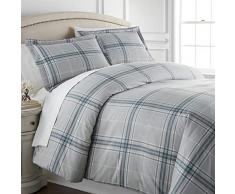 Southshore Fine Linens Bettwäsche-Set, 3-teilig, Übergröße Landhausstil Full / Queen Vilano Plaid Grey