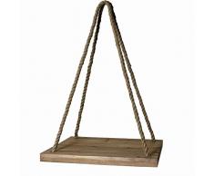 Benjara Hängeregal aus Holz, mit geflochtenem Seil, klein, Braun