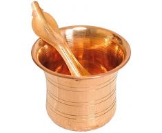 Kupfertopf, traditionelles indisches Pancha Patra Udharini mit Achmani