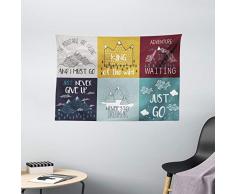 Wanderlust Decor Kollektion, Innenhof Night View mit Street Lights Cafe Stühle Pflanzen in Blumentöpfe Rom Italien, Schlafzimmer Wohnzimmer Wohnheim Wandbehang Wandteppich, 203,2 x 152,4 cm, grün braun, Textil, Multi 6, 60 W By 40 L